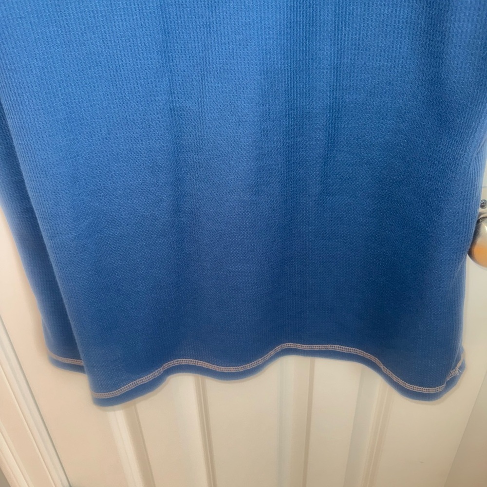 Men's Blue and Tan Henley Shirt - Picture 6 of 7